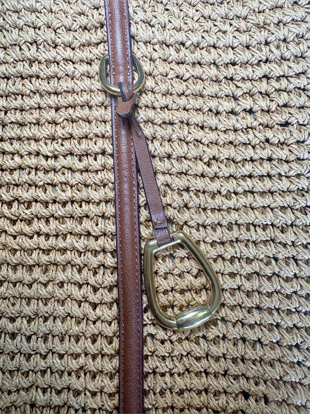 Ralph Lauren Tan Straw Tote with Brown Leather Trim - Picture 3 of 7
